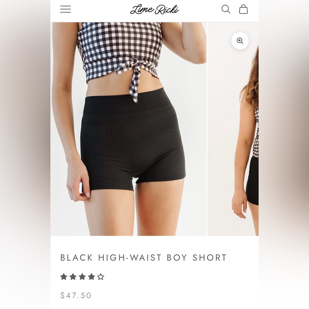 Lime Ricki black high waist boy short swim bottoms